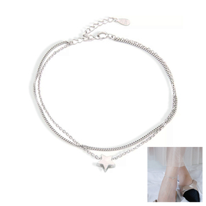 Bracelet de <span class=keywords><strong>cheville</strong></span> à Double étoile en <span class=keywords><strong>argent</strong></span> massif 925, chaîne de pieds nus pour la plage, pour femmes et filles - Product Image 1