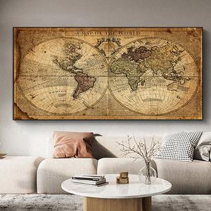 Peintures sur <span class=keywords><strong>toile</strong></span> abstraites modernes représentant une carte du monde, images décoratives murales, affiches et impressions - Product Image 6