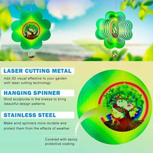 Molinetes de Viento 3D para Decoración de Jardín Exterior, Adornos Metálicos de 12 Pulgadas, Diseños Multicolores Spinfinity - Product Image 3