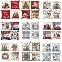 Housses de coussin de Noël, motifs Père Noël, bonhomme de neige, sapin, housses de coussin décoratives rustiques pour Noël, pour canapé, décoration de la maison