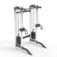 Máquina de gimnasio multifuncional al por mayor: Máquina Smith, equipo de fitness para dominadas y remo bajo, soporte para sentadillas con cables