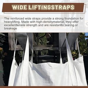 Bulk Container Bags, 2200Lbs Load Capacity, 35"L x 35"W x 43"H, Woven Polypropylene Sacks, 4 Fastening Hooks, Flat Bottom - Product Image 6