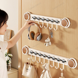 Rotating Suction Cup Row Hooks Wall Mounted No Drilling Required Strong Load Bearing Capacity Removable Door Hooks - Product Image 1