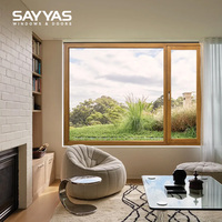 Ventanas de Madera Revestidas de Aluminio SAYYAS F120, Resistentes a la Rotación, para Villas, Diseño Moderno, Sin Necesidad de Pintura, Recubrimiento PVDF