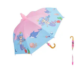 Fabriek Groothandel Zeemeermin Schattige Cartoon Kinderen Paraplu Custom Dierenprint Kleine Paraplu Voor Kinderen