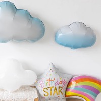 Ballon en film d'aluminium nuage blanc avec motif dessin animé, pompon, visage souriant et étoile, pour enfants, bébés, anniversaires, pleine lune, ballon décoratif photo
