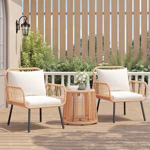 Conjunto de Muebles de Jardín de 3 Piezas, Tejidos a Mano, de Ratán Sintético Resistente a la Intemperie, para Patio, Balcón o Terraza - Product Image 3