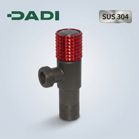 Robinet d'angle en acier inoxydable 304 couleur bronze, avec noyau en laiton, filetage mâle 1/2 pouce, poignée moletée rouge pour chauffe-eau et salle de bain, OEM/ODM