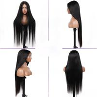 Perruque sans colle pré-épilée 7*5, couleur 1B, cheveux raides, en stock usine