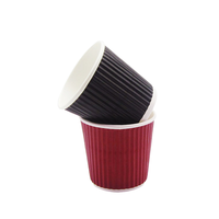 Tasses à café murales ondulées 4oz 8oz 12oz personnalisées avec logo d'estampage en feuille d'or Volume 500ml Tasses en papier chaud