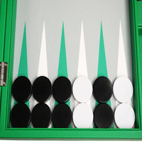 Maßgefertigtes Handgemachtes Backgammon in Grüner Lederbox Backgammon-Spielset Tragbares Backgammon