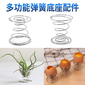 Air Plant Stand With <b>Spring</b> Base Metal Wire Round Indoor <b>Decorative</b> Bracket For Soilless Plants Compression Type - Product Image 2