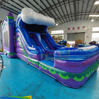 Château gonflable portable en PVC pour enfants, taille personnalisable, violet, avec toboggan, capacité 500 kg, garantie 3 ans