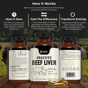 OEM/ODM Özel Üretim Otla Beslenen Kurutulmuş Sığır Karaciğer Kapsülleri Doğal Demir Vitamini A B12 Enerji İçin Yetişkin Kullanımı - Product Image 2