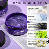 Plester Mata Vegan Alami Black Caviar Menghilangkan Lingkaran Hitam Melembapkan Anti-kerut Masker Bawah Mata Label Khusus