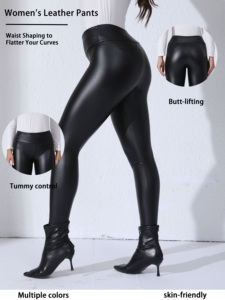 <span class=keywords><strong>Leggings</strong></span> da donna foderati in pile con tasche, pantaloni slim elasticizzati a vita alta, alla moda, casual, lunghezza alla caviglia - Product Image 1