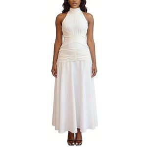 女式挂脖褶皱长裙 - 高领飘逸百褶正装礼服裙 Sehe <span class=keywords><strong>Fashion</strong></span> - Product Image 2