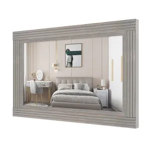 Miroir de salle de bain plat avec cadre en bois massif - Moyen - Product Image 3
