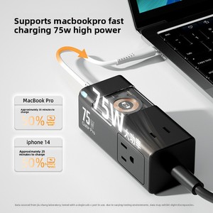 Chargeur rapide portable 75W GaN PD en gros pour usine, avec ports Type-C/USB, idéal pour la maison et le bureau - Product Image 2