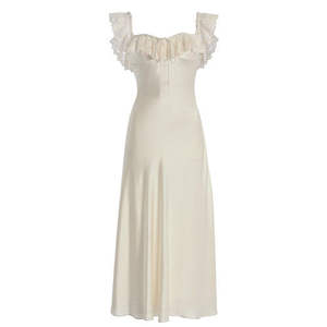 Women's Vintage A-Line <b>Summer</b> Elegant <b>Strapless</b> Off-the-Shoulder Lace <b>Dress</b> Backless Sexy Spaghetti Strap Evening Gown - Product Image 3