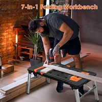 Table de travail pliable multifonctionnelle robuste en ABS 7 en 1 avec roues pour garage, atelier, bricolage, travail du bois et réparation à domicile