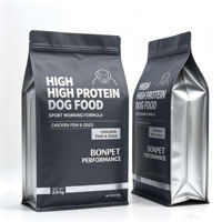 Sachet personnalisé imprimé à fond plat avec fermeture éclair refermable sur 8 côtés pour aliments pour chiens et animaux de compagnie, impression hélio, sac en plastique