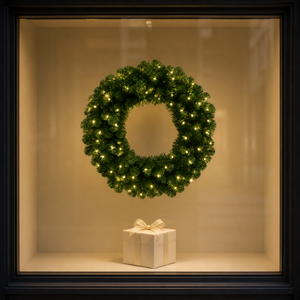 Couronne de Noël pré-éclairée de 24 pouces en <span class=keywords><strong>sapin</strong></span> d'Oregon, 220 aiguilles, verte, artificielle, <span class=keywords><strong>LED</strong></span> blanc chaud, décoration de fêtes, lot de 6, vente au détail, usine OEM - Product Image 3