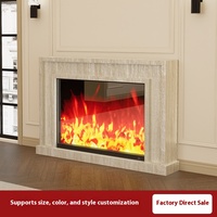Cheminée électrique encastrable BOWEIYA moderne en dalle de roche avec flamme simulée, chauffage décoratif pour salon intérieur