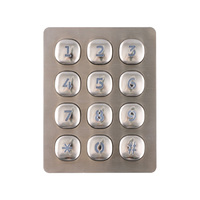 Clavier à boutons Led bleu métallisé 3x4 à résistance au vandalisme pour le contrôle d'accès