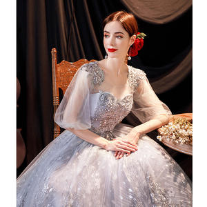 Vestido de noche Falda de graduación Dama Fiesta de cumpleaños Falda Niñas Encaje Lentejuelas <span class=keywords><strong>3</strong></span>/4 Mangas Sexy Hasta el suelo - Product Image 4