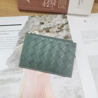 Portefeuille personnalisé en cuir véritable tissé, élégant et tendance, pour cartes de crédit, grande capacité, portefeuille simple et ultra-fin