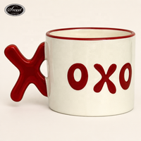 Tasse à café en céramique avec poignée en lettres 3D SWT, impression XOXO, logo personnalisé, vente en gros, Saint-Valentin