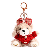 Porte-clés peluche ours en peluche pendentif petit sac à dos en cuir décoration et cadeau pour les couples autres porte-clés