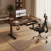 Bureau de travail électrique réglable en hauteur en bois massif pour jeux et ordinateur, idéal pour le bureau à domicile