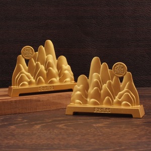 Portalápices de metal con diseño de montaña, decoración de escritorio de aleación de oro y plata para estudio y uso en el hogar u oficina - Product Image 1
