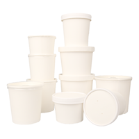 Gobelet en papier blanc pour restaurant Bol à soupe en papier 12oz avec couvercles Gobelets à soupe en papier kraft