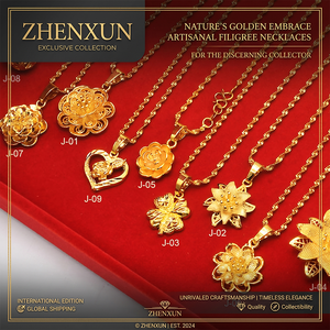 ZHENXUN Dubai Bestseller, Collar de Joyería Shajin para Novia, Collar Étnico con Baño de <span class=keywords><strong>Oro</strong></span> de <span class=keywords><strong>24K</strong></span>, Collar con Colgante de Flor para Mujer, Accesorios al por Mayor - Product Image 1