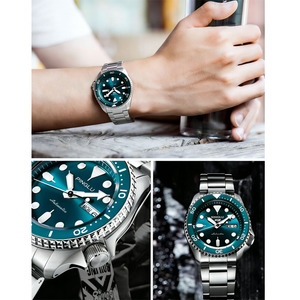 ไซโก้ <span class=keywords><strong>5</strong></span> สปอร์ต ออโตเมติก <span class=keywords><strong>GMT</strong></span> นาฬิกาข้อมือผู้ชาย ตัวเรือนสแตนเลส กระจกฮาร์ดเล็กซ์สีน้ำเงิน ซูเปอร์แมน อนาล็อก ธุรกิจ แฟชั่น - Product Image 4