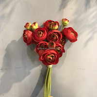 HH203 Vente en gros de fleurs de camélia faites à la main en soie artificielle Lot de 6 pièces pour centres de table de mariage ou fleurs décoratives