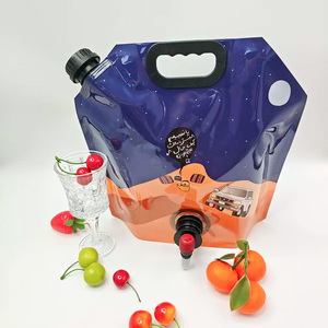 Eco-friendly Glossy Black 5L PE <b>Plastic</b> <b>Packaging</b> Bottom Transparent Bag Durable Leak Proof Spout Pouch With Valve For Beverage - Product Image 5