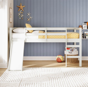 <span class=keywords><strong>Lit</strong></span> jumeau à mezzanine basse pour enfants avec toboggan Cadre de <span class=keywords><strong>lit</strong></span> mezzanine <span class=keywords><strong>junior</strong></span> en bois de pin massif avec toboggan en bois d'ingénierie et échelle intégrée - Product Image 5