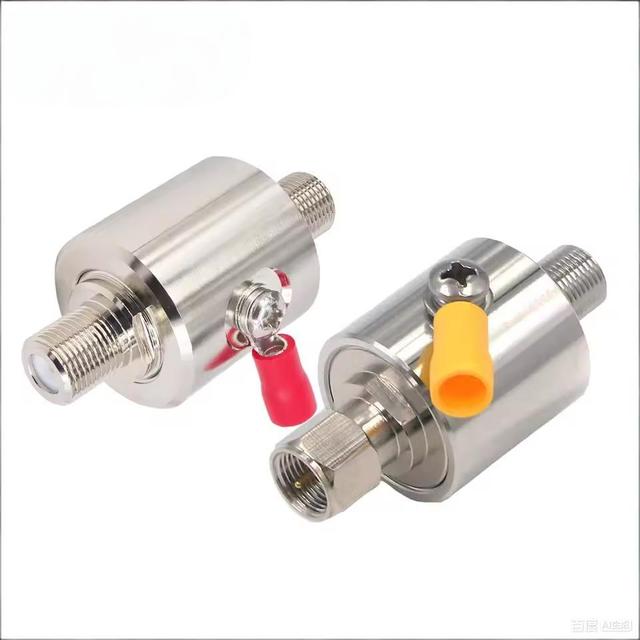 75 Ohm Coaxial Lightning Arrestor Surge Protector F-Type Female to F-male for Satellite Cable TV Antenna 3G LTE