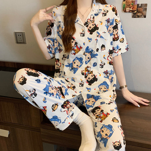 Moda Estiva: Completo <span class=keywords><strong>Pigiama</strong></span> da <span class=keywords><strong>Donna</strong></span> a 3 Pezzi con Maniche Corte, Adorabile, Casual ed Elegante per il Relax - Product Image 4