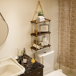 Présentoir de fleurs en métal à 5 niveaux pour décoration de la maison étagère murale flottante en bois <span class=keywords><strong>avec</strong></span> jeu de cordes - Product Image 3