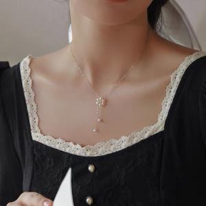 Super Fairy High-End Fashion Necklace Natural Freshwater <b>Pearl</b> Charm <b>Pendant</b> Light Luxury Niche Design for Girls Collarbone - Product Image 4