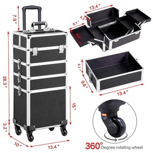Private Label Empty Oem Artist Travel Aluminum Abs Compact Cosmetic Vanity Organizer Beauty Cosmetics <strong>Makeup</strong> <strong>Case</strong> <strong>on</strong> <strong>Wheels</strong> - Product Image 3
