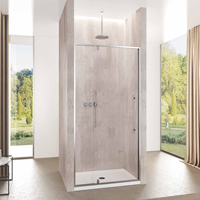 Porte de douche coulissante en verre trempé de 1/4 pouce, certifiée CE, installation facile, design moderne transparent pour la maison et l'hôtel