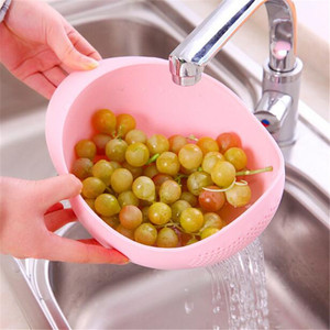 <b>Plastic</b> Rice Washer Colander With Drainage <b>Kitchen</b> Vegetable Fruit Basket Blue Pink Green White - Product Image 3