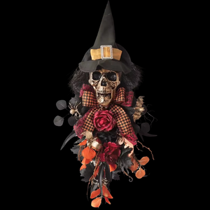 Porte d'entrée Diy Couronne suspendue Feuilles artificielles noires Arc <span class=keywords><strong>Citrouille</strong></span> Effrayant Squelette Main Chapeau <span class=keywords><strong>de</strong></span> sorcière Halloween Swag - Product Image 3