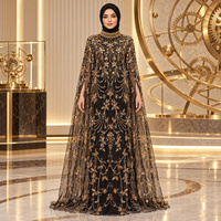 Robe Abaya de luxe brodée à la main avec des paillettes pour femmes musulmanes, robe de soirée pour l'Aïd Ramadan